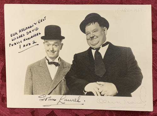 Laurel hardy autograph photo - hardy,