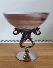 Beautiful Iridescent Lustre Art Glass Jellyfish Octopus Bowl Jozefina Krosno