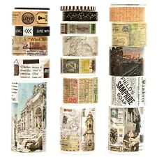 KAVI' S 18 Rolls Vintage Washi Tape Pack Retro Arts Adhesive Tapes Wide Monolog
