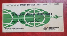 Syria syrian arab airlines passenger ticket and baggage check. excess baggage t