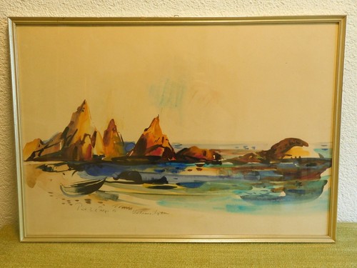 Watercolors marine bay with - watercolors,