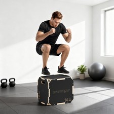 3 in 1 Non-Slip Plyo Box, Wooden Plyometric Jump Box, 31 x 36 x 41 cm