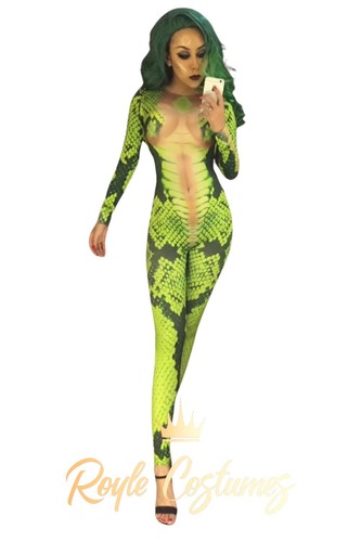 Green snake catsuit - green,