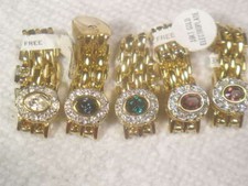 # 4 LINK  RINGS *No Purple*  DESIGNER  VINTAGE WITH SWAROVSKI CRYSTALS  LOT 770.