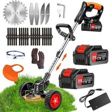 Powerful Cordless Garden Strimmer Grass Trimmer 21V 2x 4.0Ah Battery & Charger