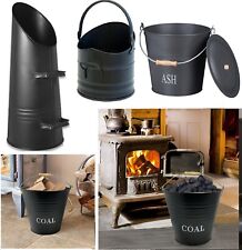Fireside Black Iron Coal Bucket Coal Hod Shuttle Log Fireplace Wood Ash Storage