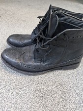 Frank Wright Mens Leather Black Brogue Ankle Boots UK 7 EURO 41 Textured 