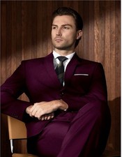 Men's Slim Fit 3-Piece Suit Mdium,Blazer,Jacket,Vest & Pant Burgundy Christmas