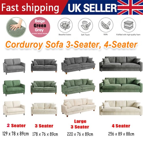 Seater 256cm corduroy sofa - seater,