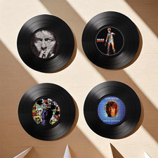 Set of 4 David Bowie Round Record Coasters, Vintage Vinyl Music Decor