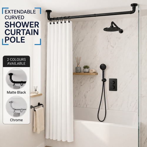 Shower curtain pole - shower, extendable