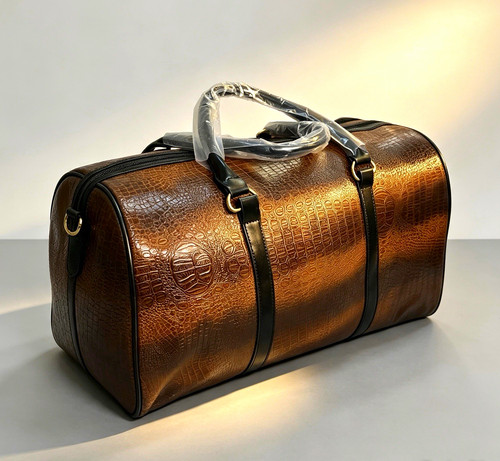 Brown crocodile print faux - brown,