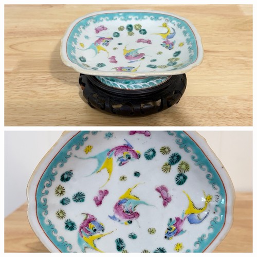 Antique famille rose goldfish - antique,
