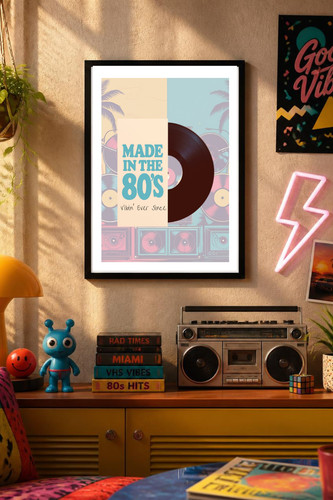 80s retro vinyl record poster - retro,