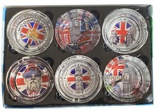 6 x LONDON Round Glass Ashtray
