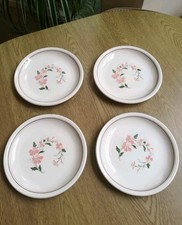 Staffordshire tableware set four side plates 6 1/2" pink flower superb condition