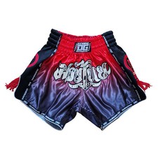 BLACK RED TASSLES MUAY THAI BOXING TRAINING FIGHTING SHORTS (Kids - Adults)