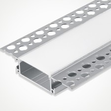 LED Aluminium Profile w/ Cover & End Caps LEDBRITE 2M / 6.6FT Plaster In Channel