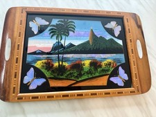 Brazilian Art-Deco Butterfly Wings Tray Vintage Rio De Janeiro