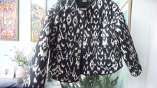 ZARA Printed Black White Oversized Patchwork Quilted Jacket M  14-16