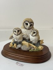 The Leonardo Collection Nature Studies-Owl & Baby Owls Figurine on wooden stand