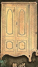 Antique Cabinet Cupboard Armoire Wardrobe Letterpress Print Block Brass Ornate