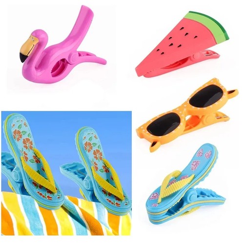 Fun beach towel clips - clips, plastic