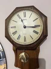 Vintage Motiv Quartz Pendulum Wall Clock 14” X 9” Excellent Condition No Chime