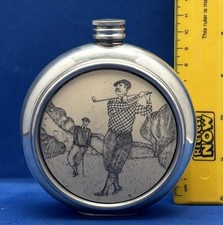 *GOLF HIP FLASK *  Pewter