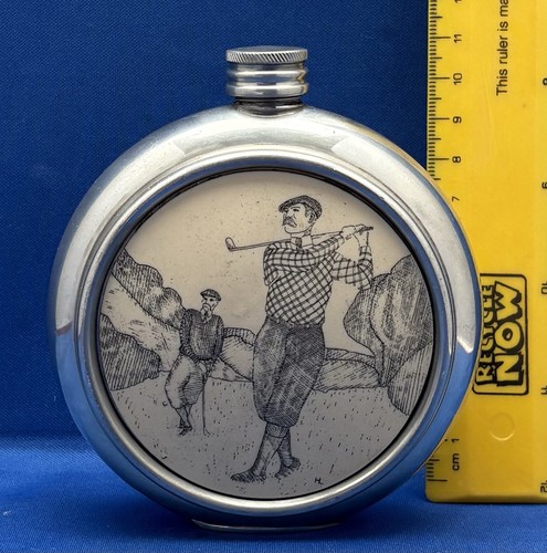 Golf hip flask pewter - hip,