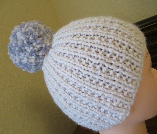 Hand knitted off white ribbed - off,