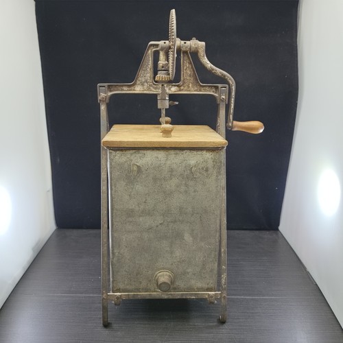 Antique metal butter churn and - antique,