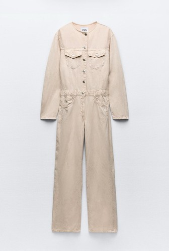 Zara denim jumpsuit beige - denim,
