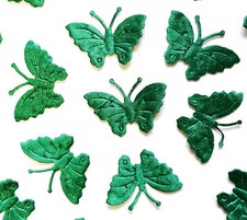 50 Green Fabric Butterfly Motifs 4 DIY Card Crafts Sewing and Embroidery 