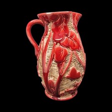 Beswick Trentham Art Ware Woodland Jug  1930's Art Deco Red Pitcher Vase 654