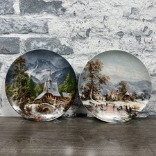 Set of 2 Fürstenberg Ludwig Muninger Porcelain Plates  Winter Scenes 1987–1988