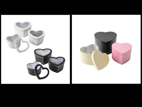 Heart shaped flower hat boxes - heart,