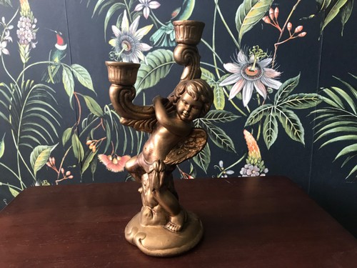 Vintage cherub double candle - cherub,