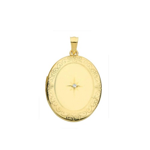 Real diamond oval locket solid - oval,