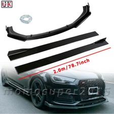 Gloss Black Front Bumper Lip Splitter Spoiler + Side Skirt For Audi A3 S3 RS3 MO