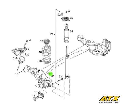 Rear stub axle - rear, mounting