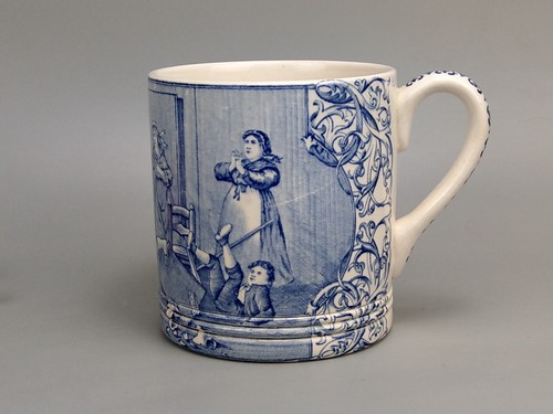 Antique blue transferware - transferware, mug