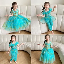 Kids Jasmine Costume Girls Princess Dress Party Fancy Outfit Halloween Cosplay