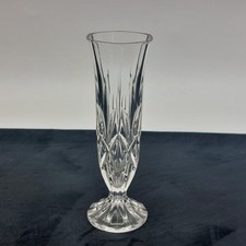 Cristal d'Arques Lead Crystal Footed Vase 16.5 cm Height Criss Cross & Fan