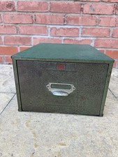 Veteran Series Vintage Green Metal Index Filing Drawer Cabinet 