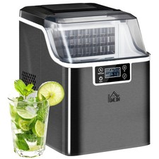 HOMCOM Counter Top Ice Maker Machine with Adjustable Cube Size Scoop Black