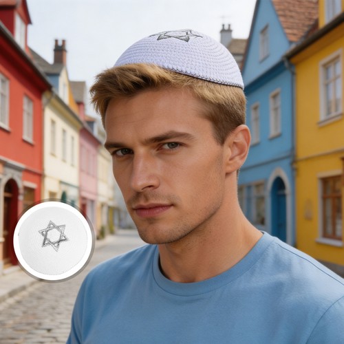 Handmade knitted kippah star - kippah,,