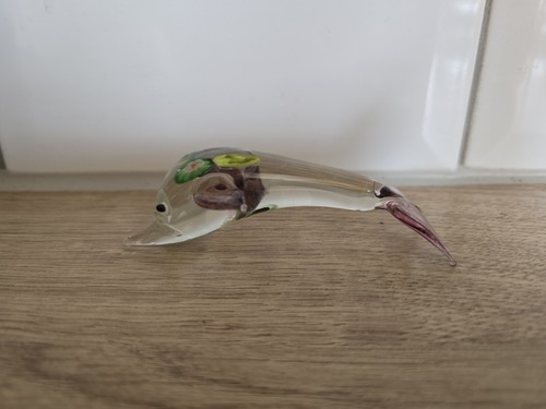 Vintage glass dolphin - glass, figure