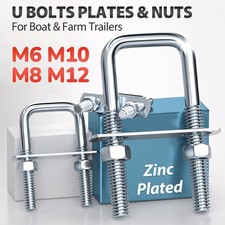 Square U Bolts Nuts & Back Plates Zinc Plated U-Bolt For Car Boat Farm Trailers