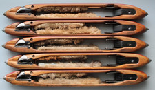 (5) Old Wooden Weaving Loom Boat Shuttles W/ Metal Tips 16" Vintage Textile Lot